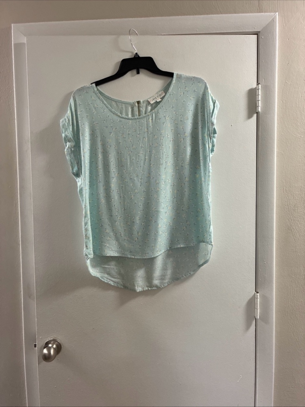 Hippie Rose Mint Short Sleeve High-Low Blouse